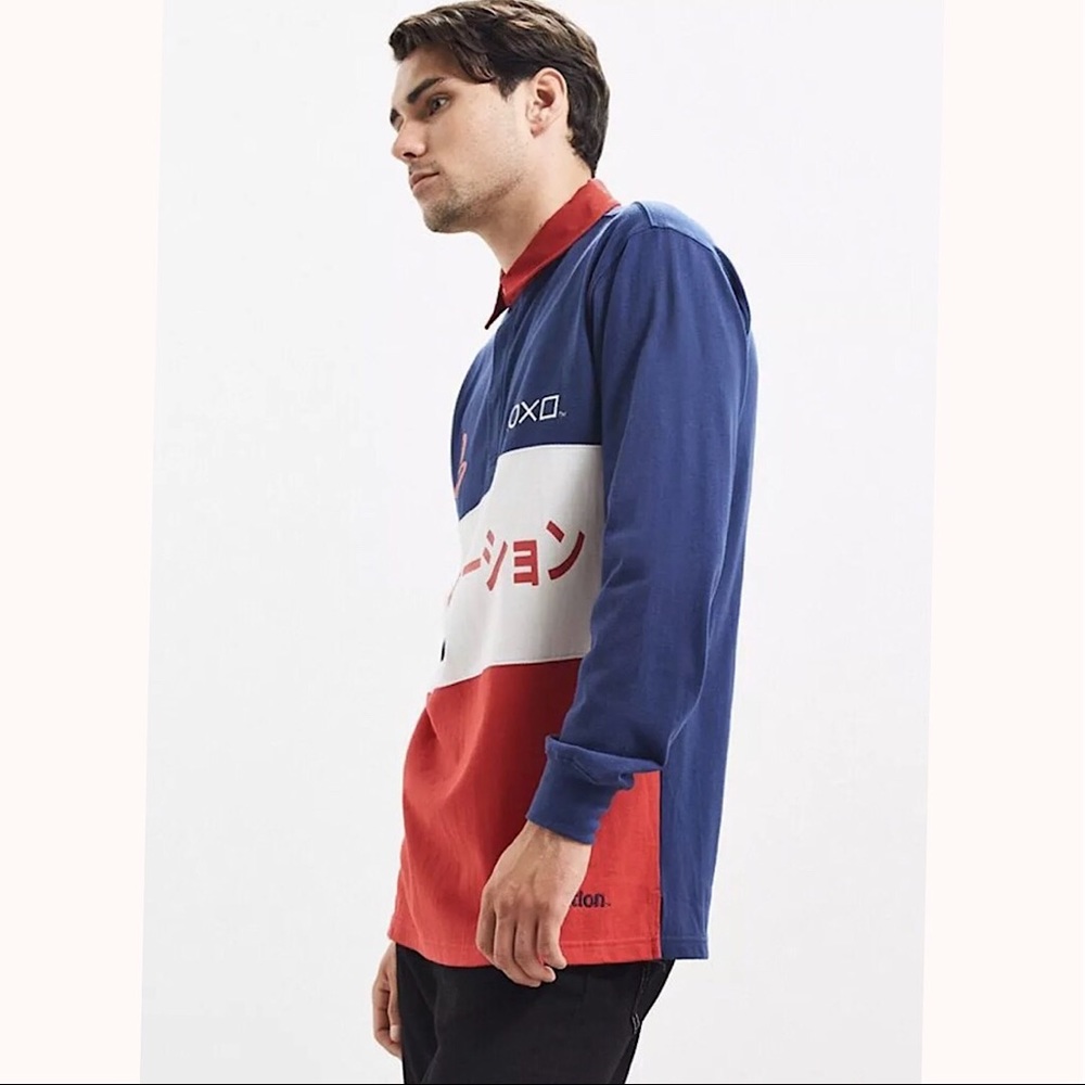 UO PLAYSTATION Men’s Colorblocked Rugby Shirt - Picture 2 of 8